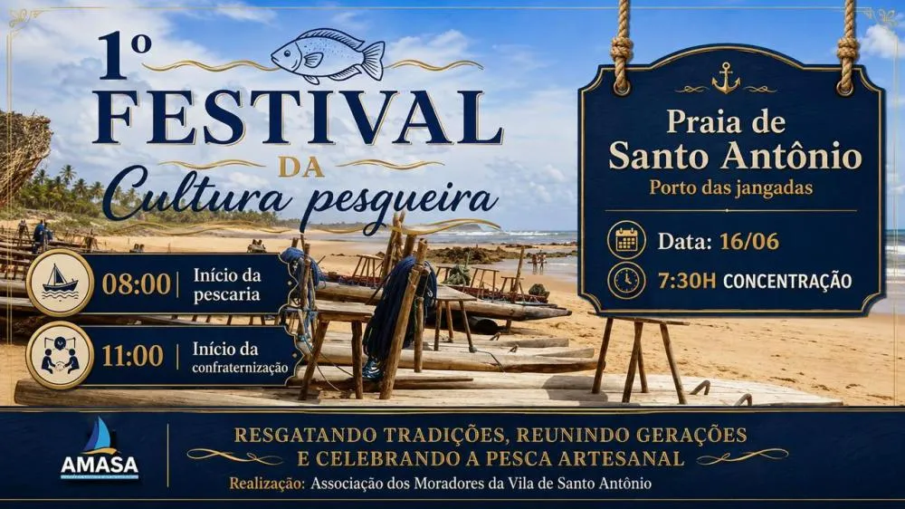 1º Festival da Cultura Pesqueira acontece nesta terça (16) e celebra tradições da Vila de Santo Antônio