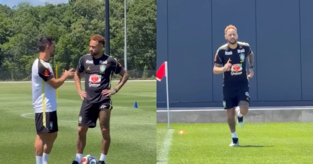 Neymar volta a treinar no campo e avança em recuperação rumo ao retorno na Copa do Mundo